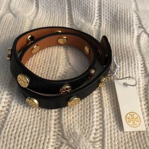 Tory Burch double-wrap logo stud bracelet NWT